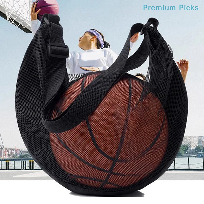 Mesh Sports Ball Carrying Bag — Breathable Storage with Zipper Pocket
