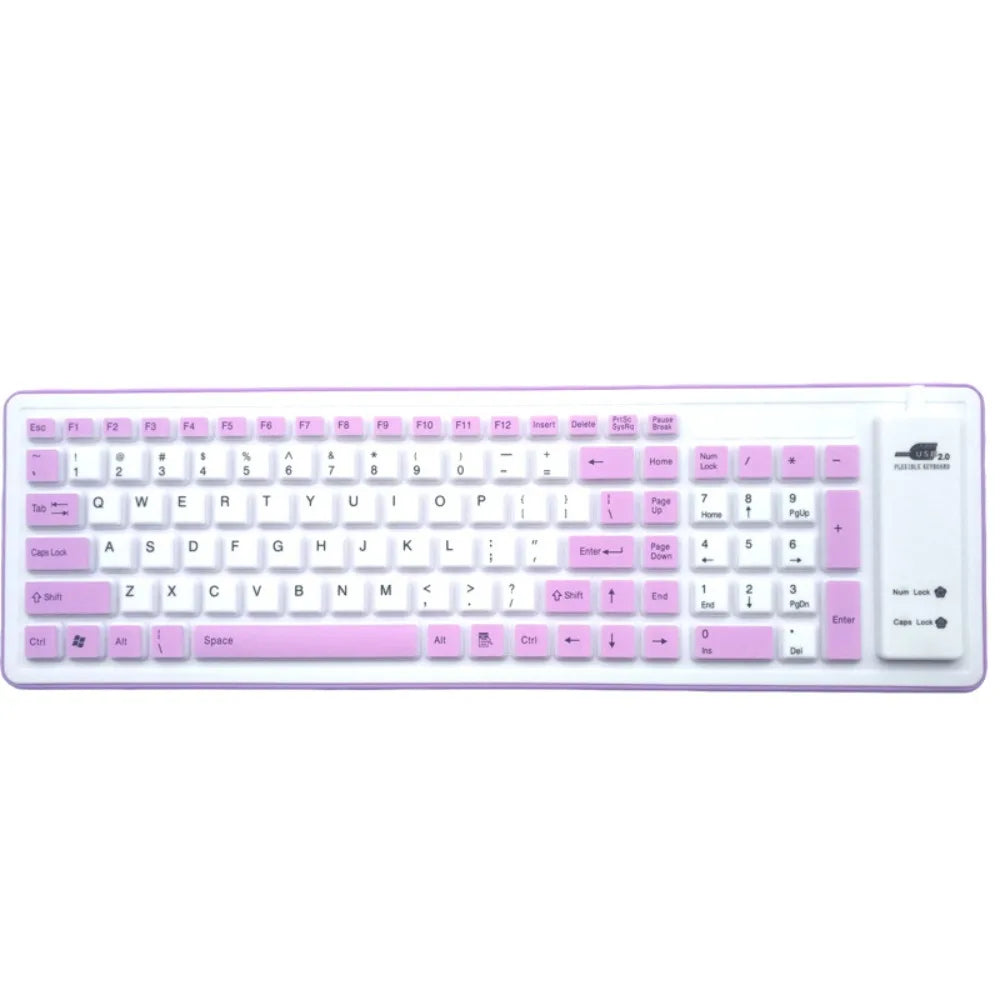 Flexible Silicone Wired Keyboard — Waterproof and Foldable Design
