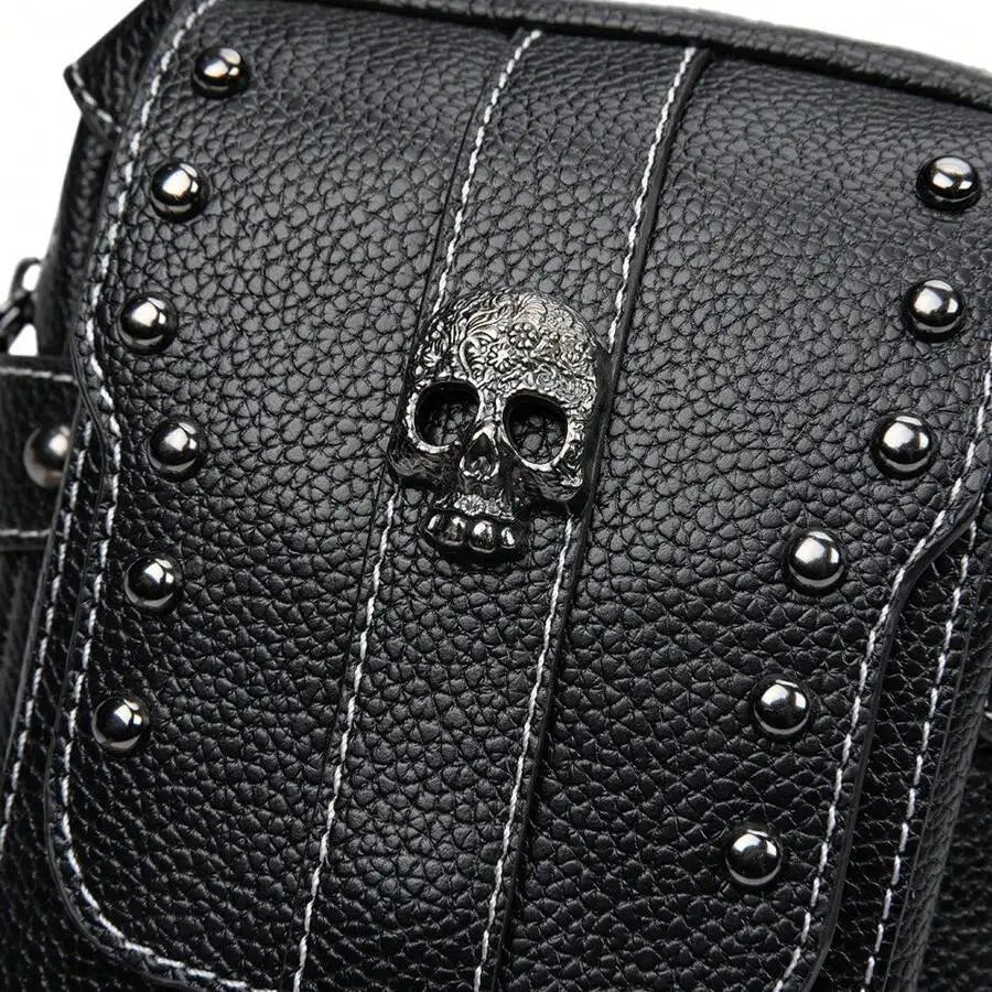 Vintage Steampunk Skull Crossbody Bag — Biker Style Cell Phone Wallet
