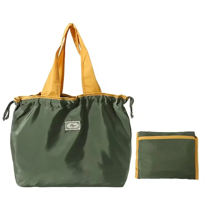 Large-Capacity Foldable Tote Bag — Lightweight Geometric Print Shopping Bag