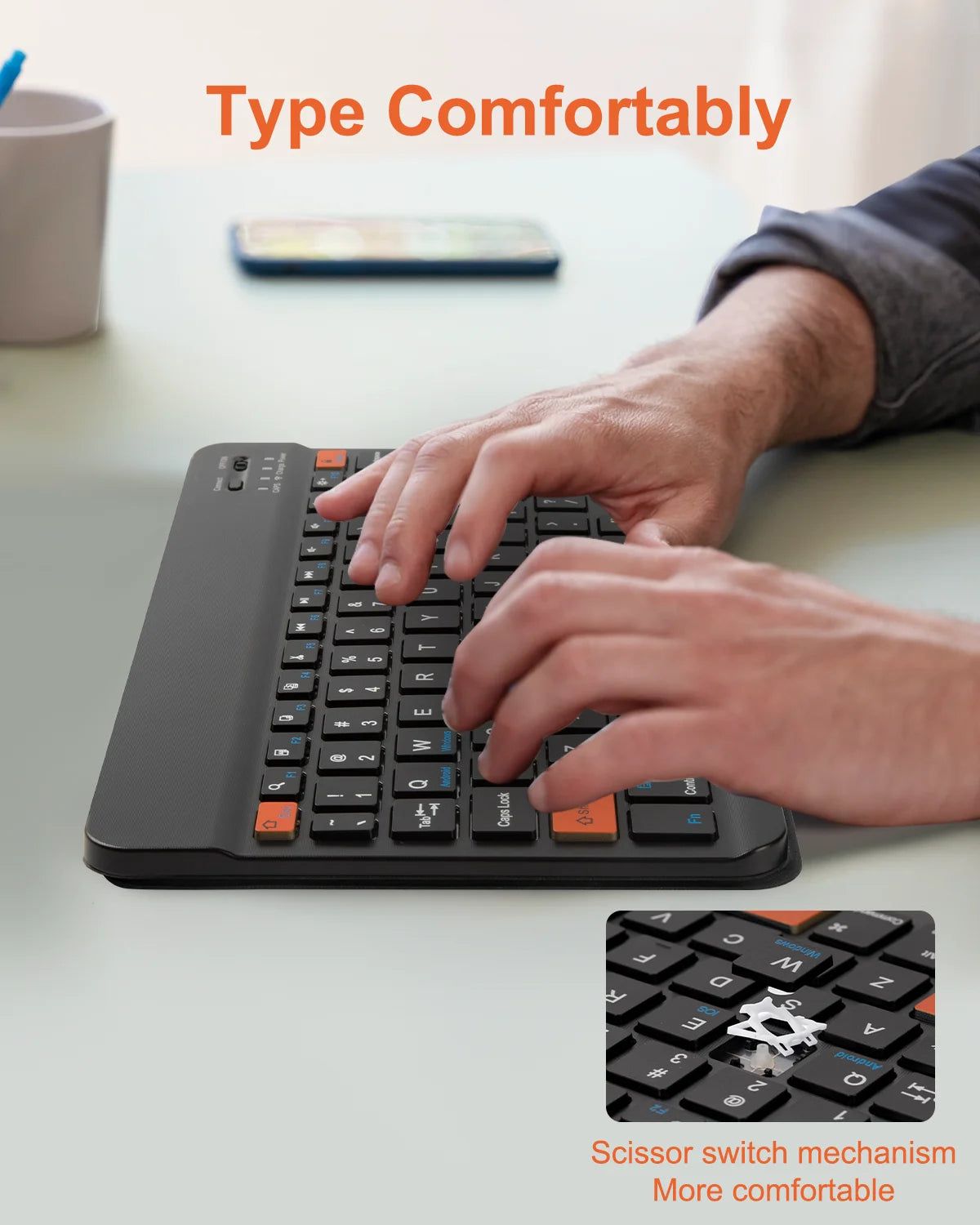 MUSDRMB Foldable Wireless Bluetooth Keyboard — Portable Rechargeable Typing Set with Mouse