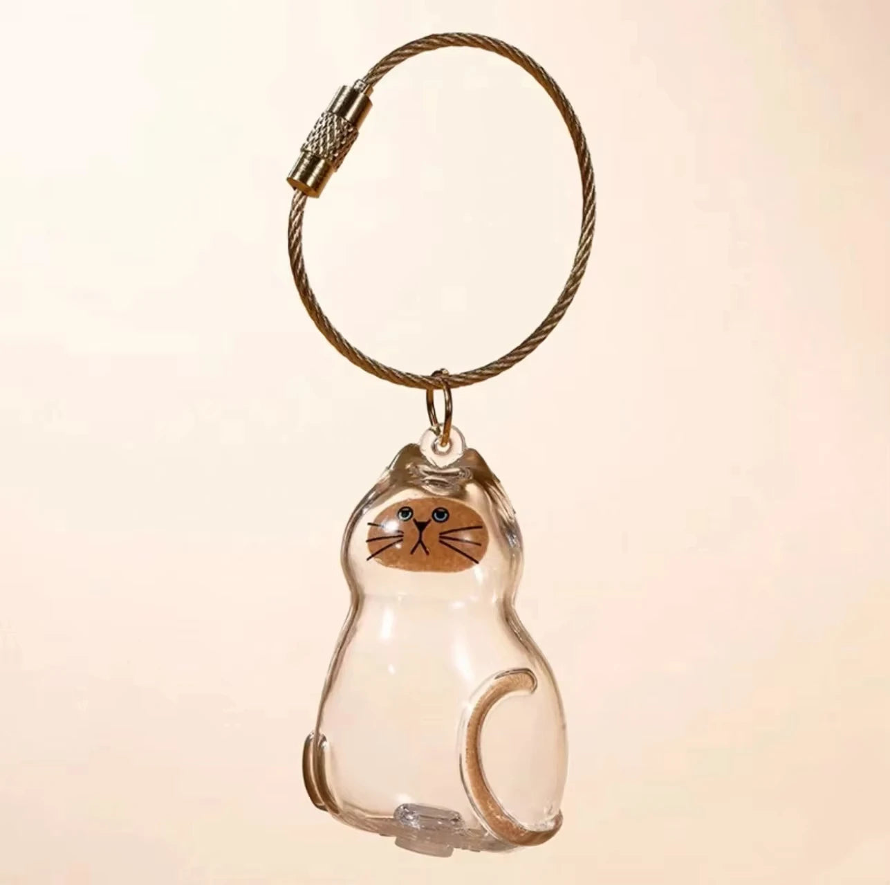 Cat Shaped Memorial Keepsake Charm — Pet Hair Storage Keychain Pendant