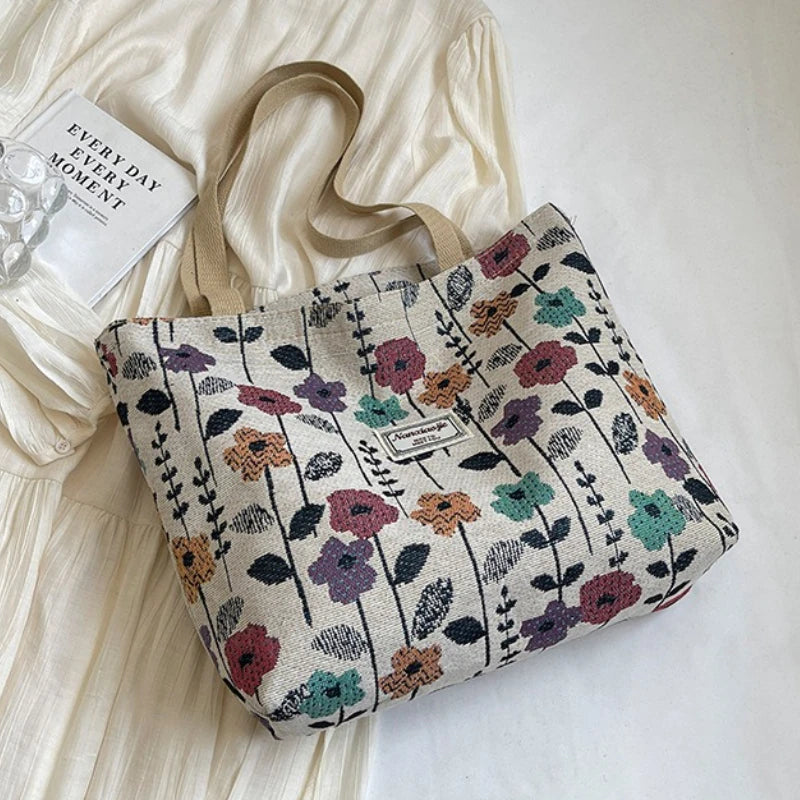 macroupta Women's Canvas Tote Bag — Spacious Shoulder Bag with Zipper