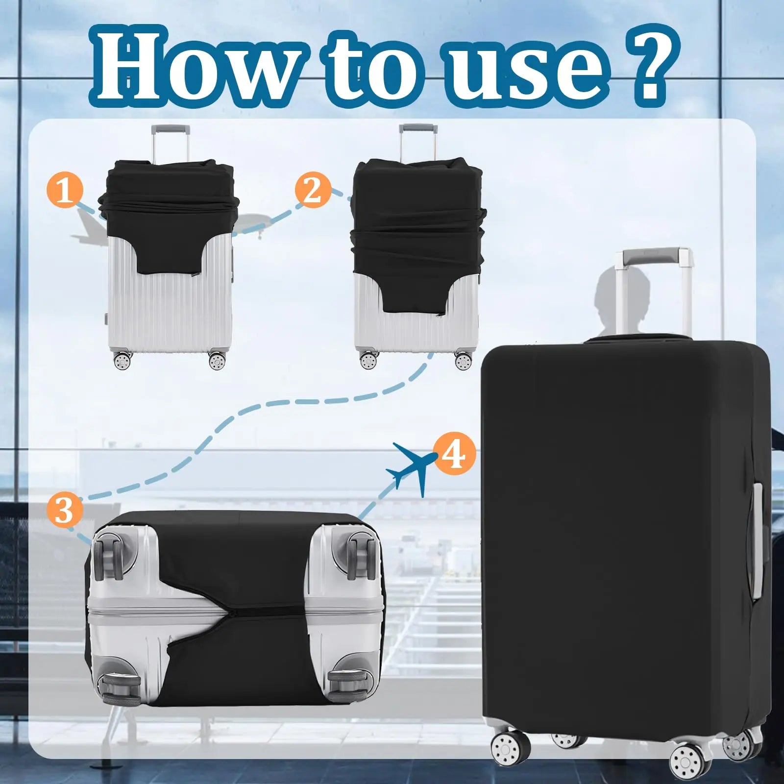 Custom Personalized Luggage Cover — Protective Elastic Suitcase Sleeve