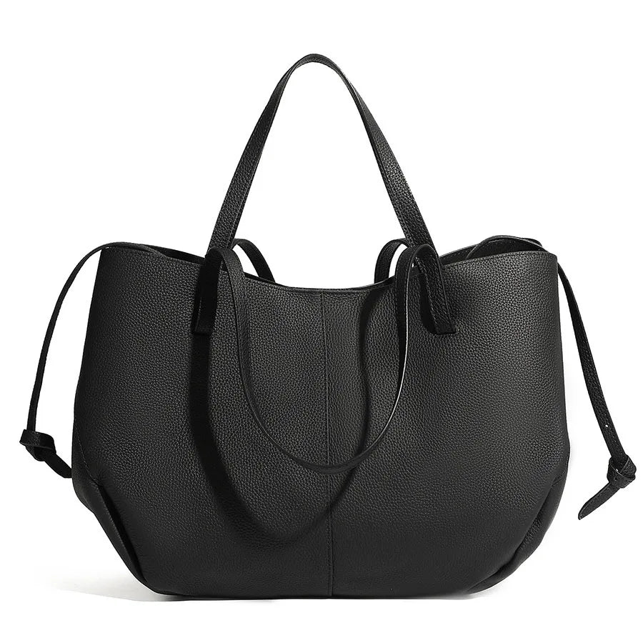 SPRINGOUT Women's Cowhide Tote Bag — Versatile Leather Handbag for Travel