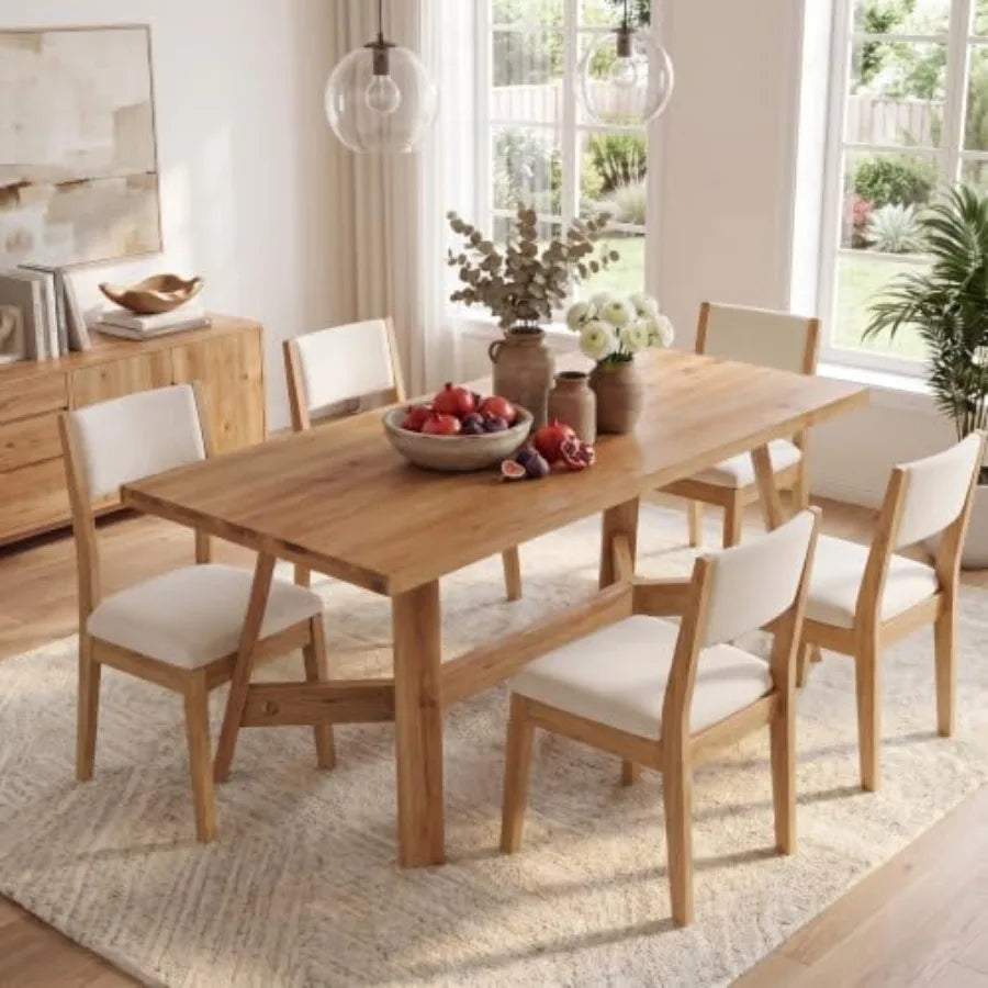 63" Solid Wood Dining Table — Modern Moroccan Style Rectangular Dinner Table