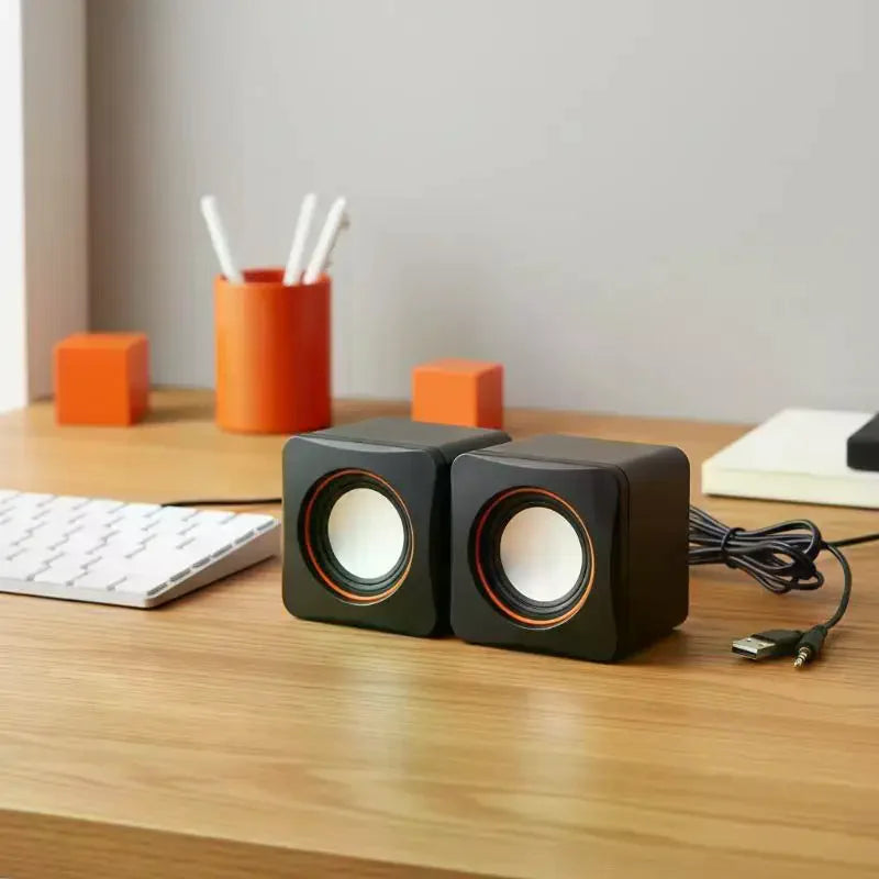 KOQZM USB Computer Speakers — Stereo LED Audio System with Built-in Microphone