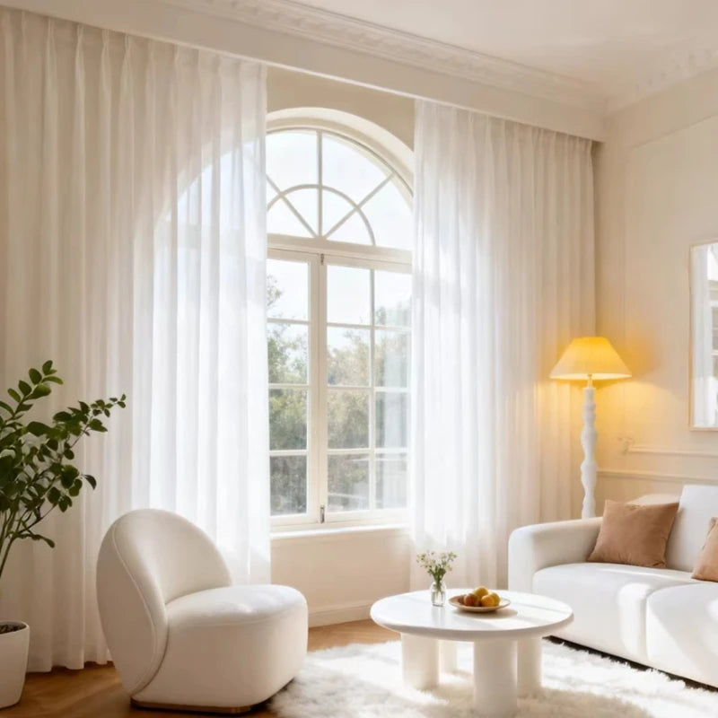 JESSANS Luxury White Tulle Curtains — Sheer Chiffon Voile Window Drapes