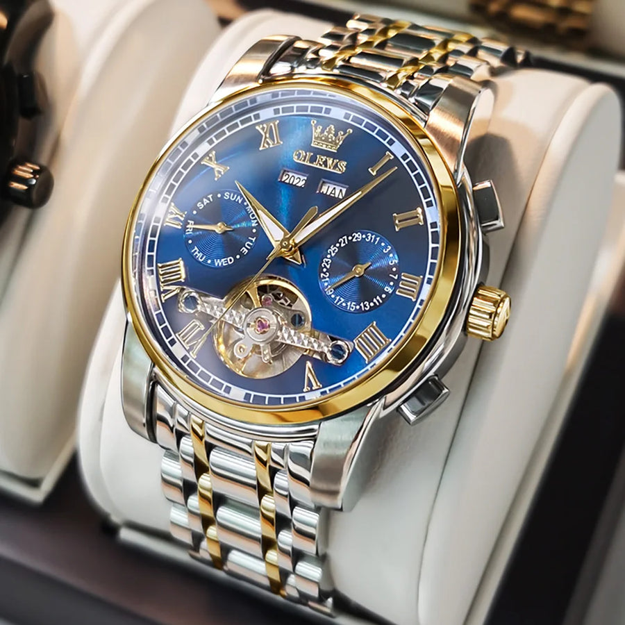 OLEVS Men's Automatic Mechanical Watch — Skeleton Business Wristwatch