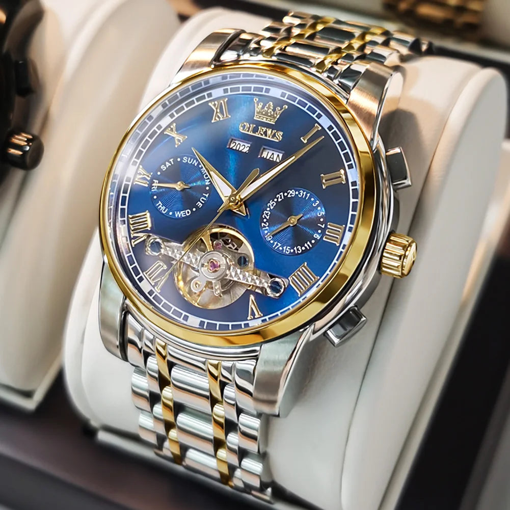 OLEVS Men's Automatic Mechanical Watch — Skeleton Business Wristwatch