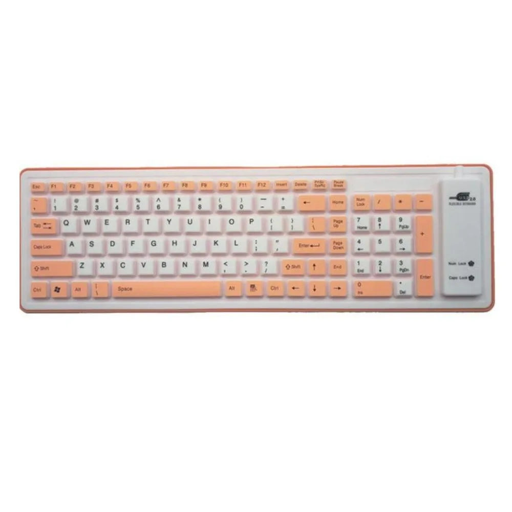 Flexible Silicone Wired Keyboard — Waterproof and Foldable Design