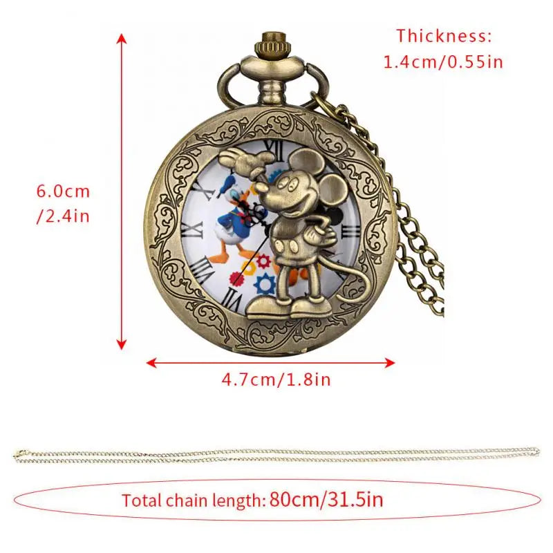 YISUYA Antique Bronze Pocket Watch — Vintage Quartz Pendant with Chain