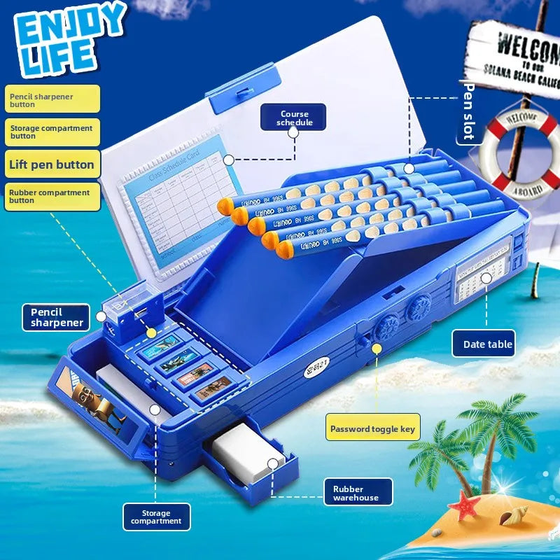 DBYC Multi-Function Pencil Case — Combination Lock with Calculator & Sharpener