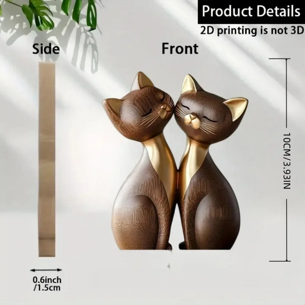 Wooden Animal Couple Sculpture — Cute Desktop Decor & Gift Set