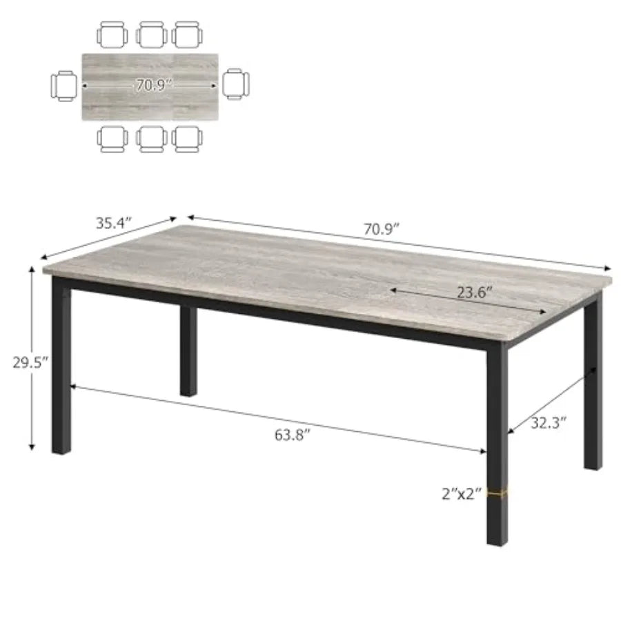 Industrial Dining Table — Modern Grey Wood Table