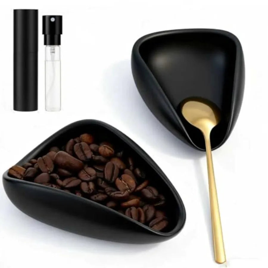Ceramic Coffee Bean Dosing Cup & Sprayer Set — Elegant Coffee Station Organizer