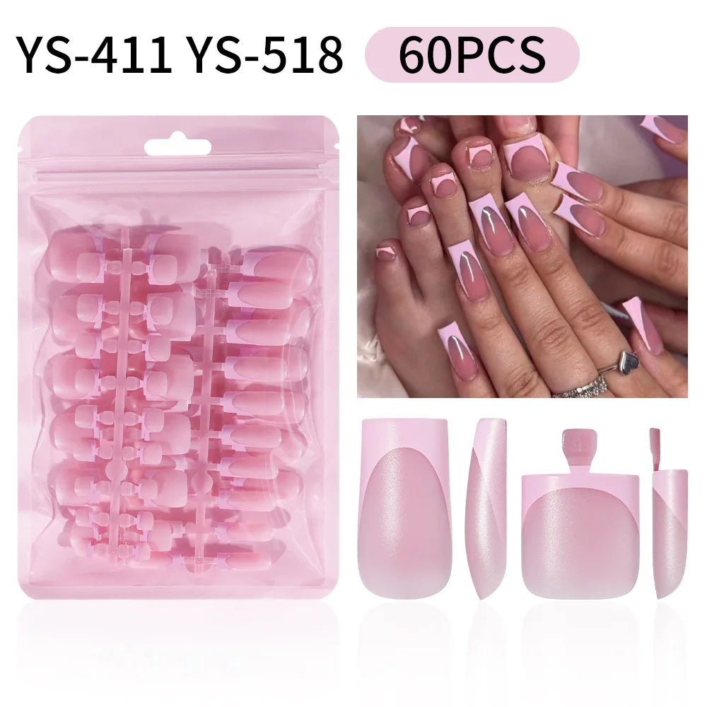 WAKEFULNESS French Tip Press On Nails — 60 Piece Toe Nail Art Set