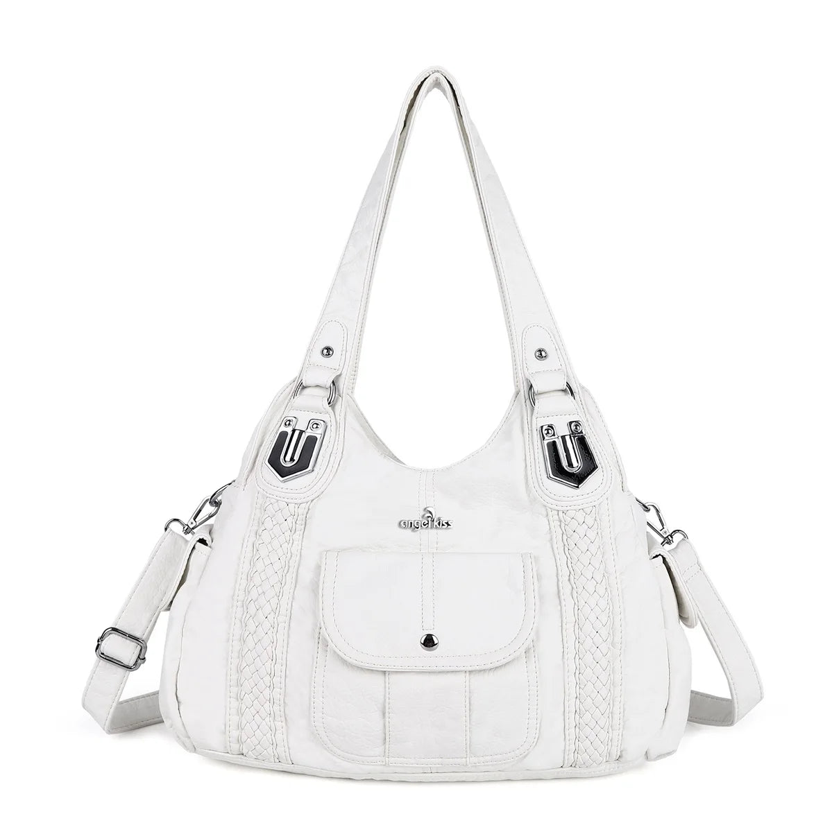 Venn Angel Women's Soft Washed Leather Hobo Bag — Multi-Pocket Shoulder Crossbody