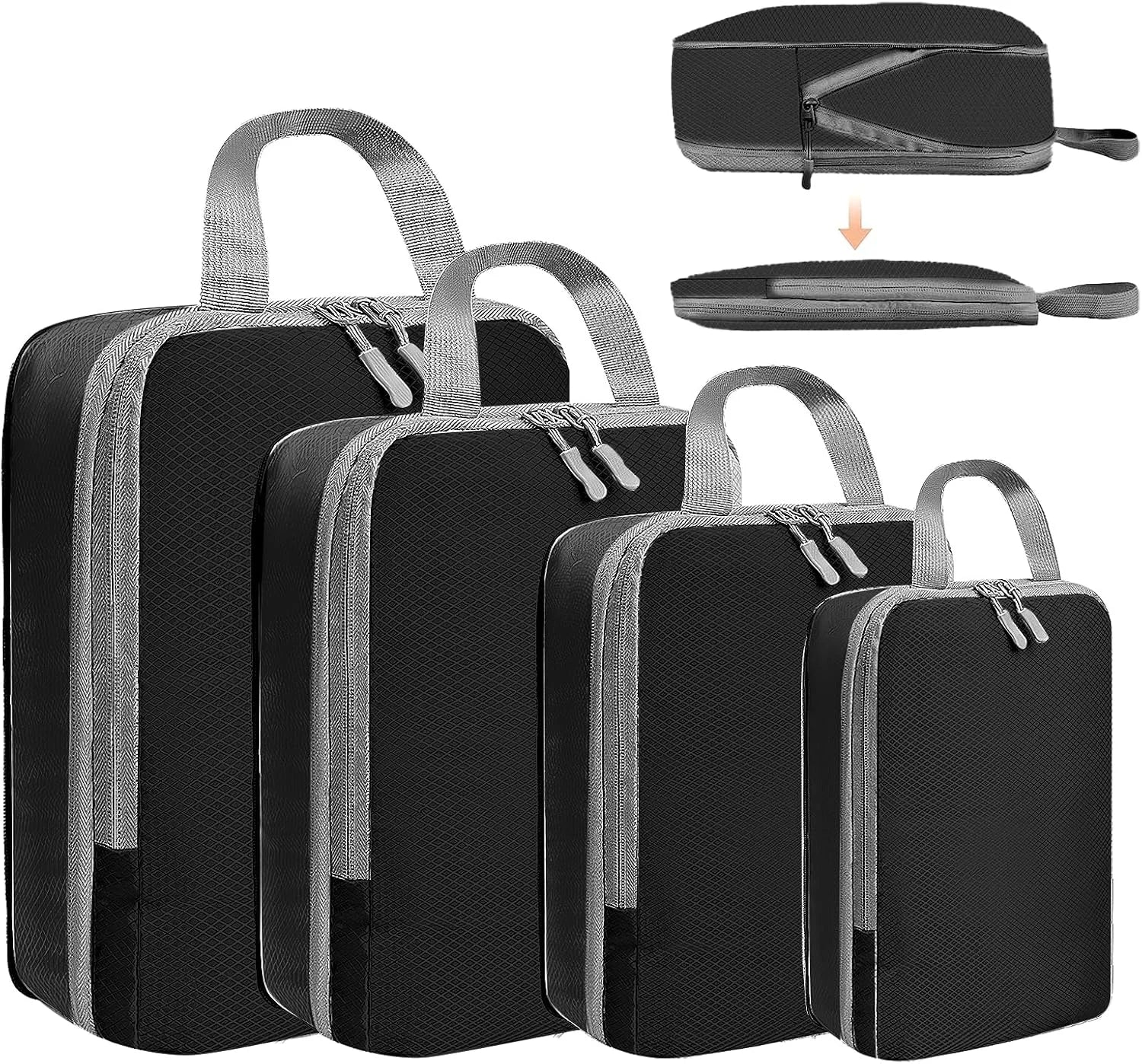 Compression Packing Cubes — Space-Saving Travel Organizers, Waterproof Nylon