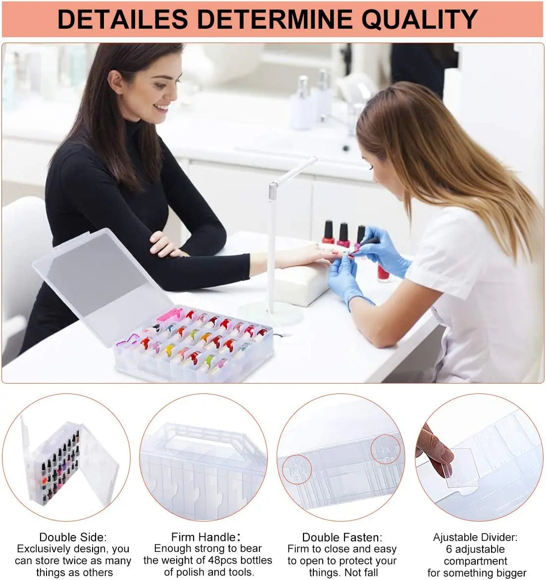 Portable Nail Polish Organizer — Double-Sided Clear Storage Case