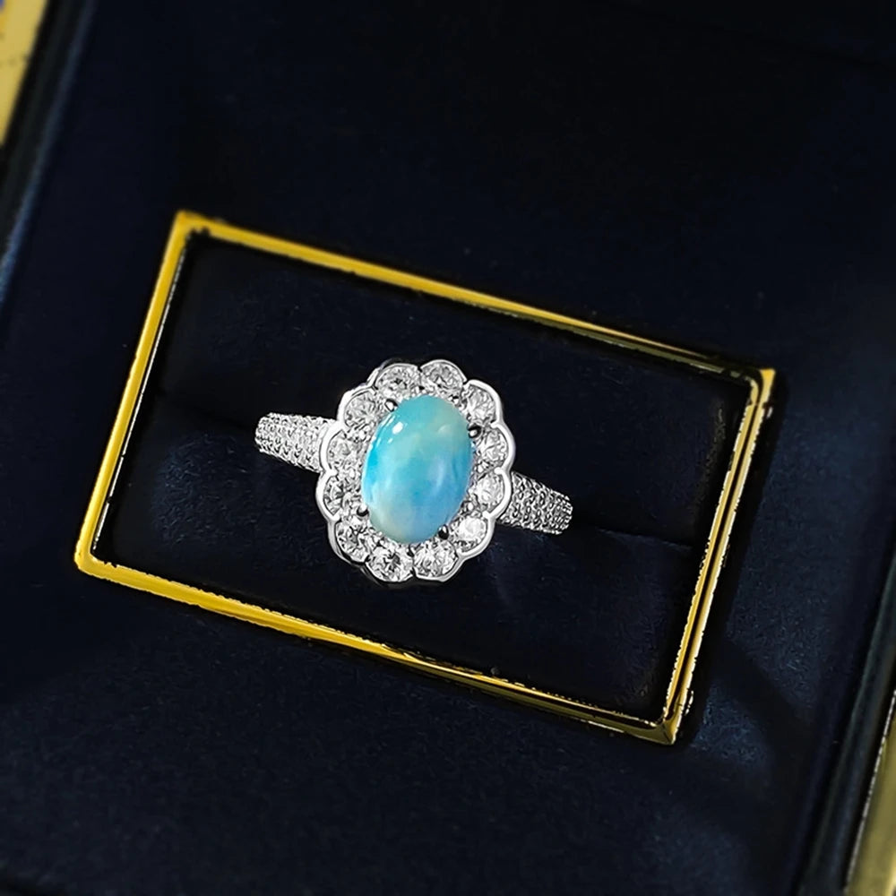 Wong Rain Larimar Gemstone Ring — Vintage 925 Sterling Silver Jewelry