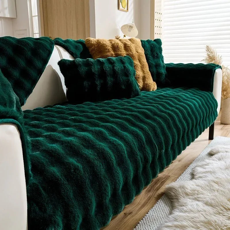 Plush Rabbit Sofa Cushion — Warm Non-Slip Padded Seat Cover