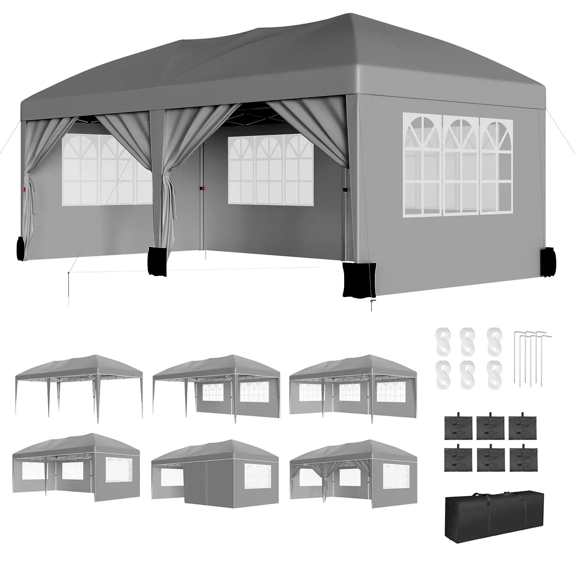 HiMISS Heavy Duty Pop Up Canopy — Waterproof Party Tent with 6 Sidewalls