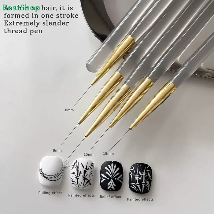 Slim Nail Art Brush Set — Fine Detail Liner for Acrylic & Flower Painting