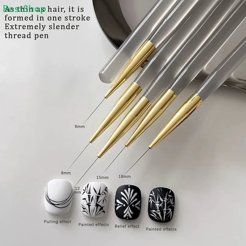 Slim Nail Art Brush Set — Fine Detail Liner for Acrylic & Flower Painting