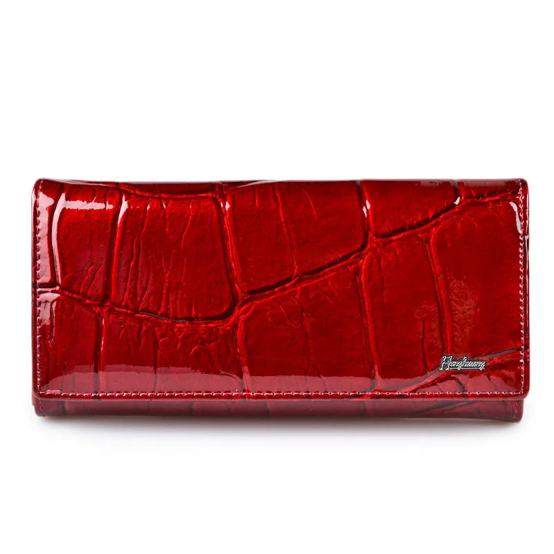 Wishehappy Genuine Leather Stone Pattern Wallet — Luxury Long Organizer