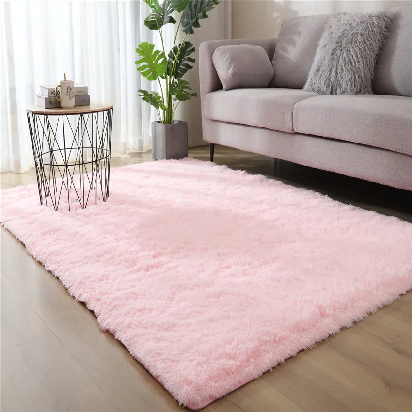 VIKAMA Tie-Dyed Fluffy Carpet — Plush Bedside Rug & Living Room Mat