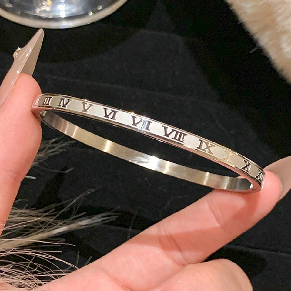 Sparkling Zirconia Stainless Steel Bracelet Set — Stackable Cuff Bangles for Women