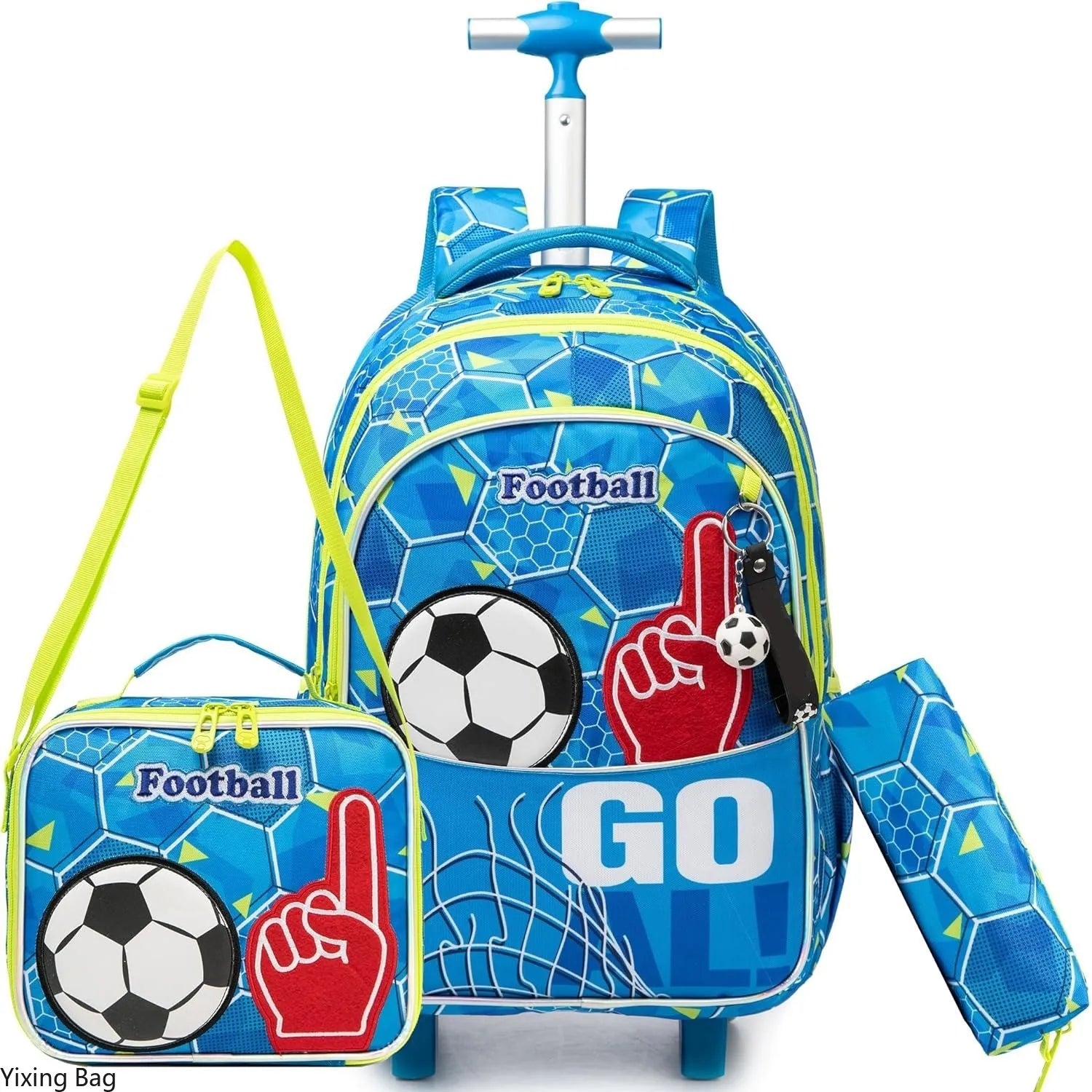 Children's Rolling Backpack Set — Wheeled School Bag with Lunch Bag & Pencil Case