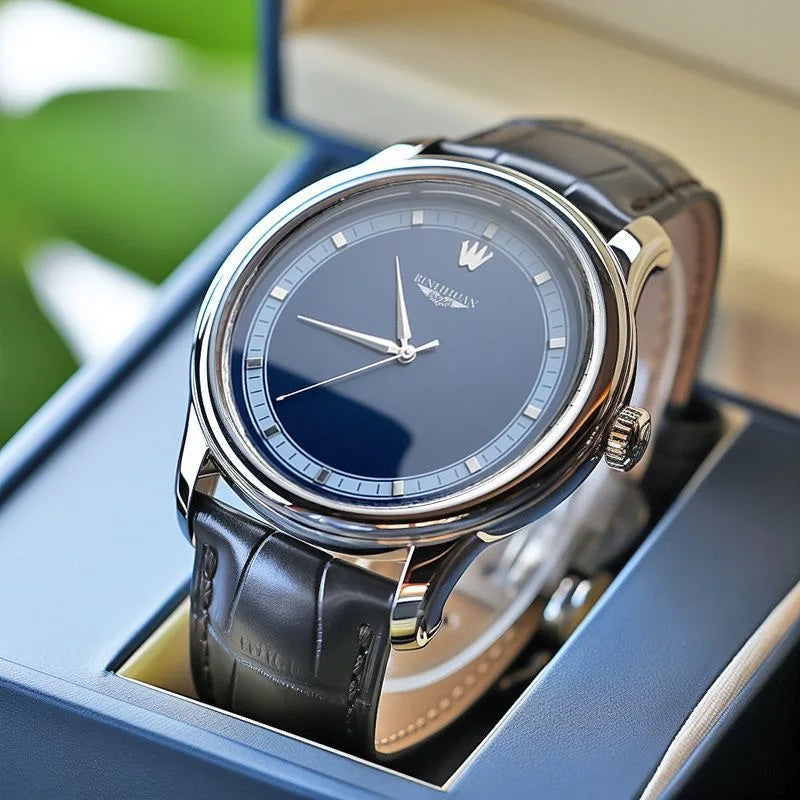 Men's Leather Strap Quartz Watch — Elegant Business & Leisure Timepiece