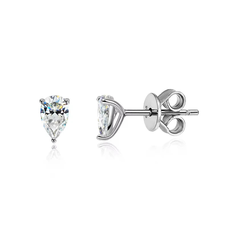 FEOBUR Moissanite Pear Cut Ear Jackets — 925 Sterling Silver Waterdrop Studs
