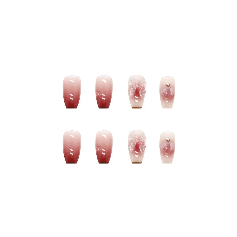 Short Trapezoid Press-On Nails — 24 Piece Resin Set with Application Kit