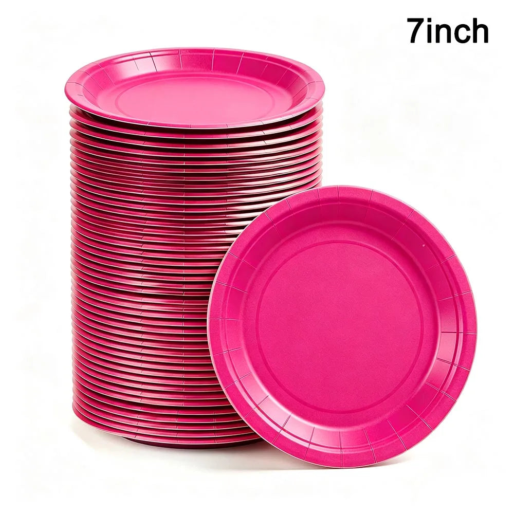 Solid Color Paper Plates — Disposable 7-Inch Party Tableware