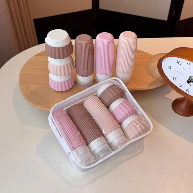 Silicone Travel Toiletry Bottle Set — Leak-Proof Containers With Clear Pouch
