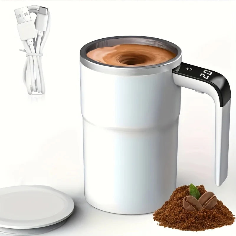 Automatic Stirring Coffee Cup — Temperature Display & Rechargeable Design