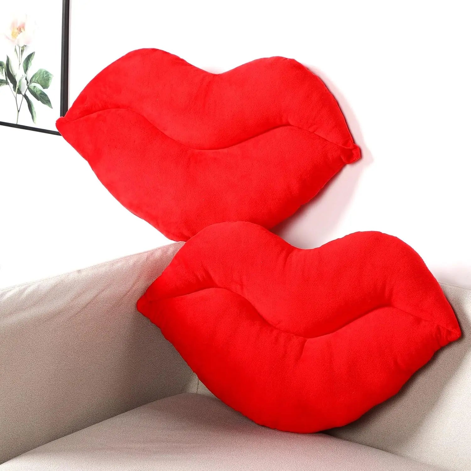 Red Lips Plush Throw Pillow, 30cm Decorative Lip Shaped Cushion