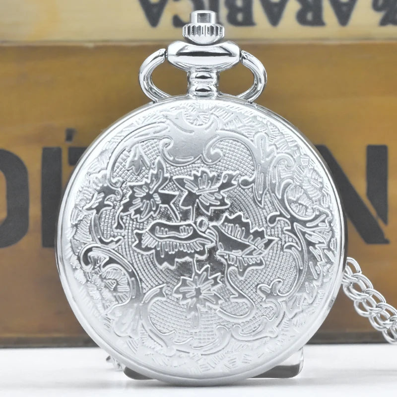 Wecin Retro Steampunk Pocket Watch — Hollow Flower Quartz Necklace Pendant
