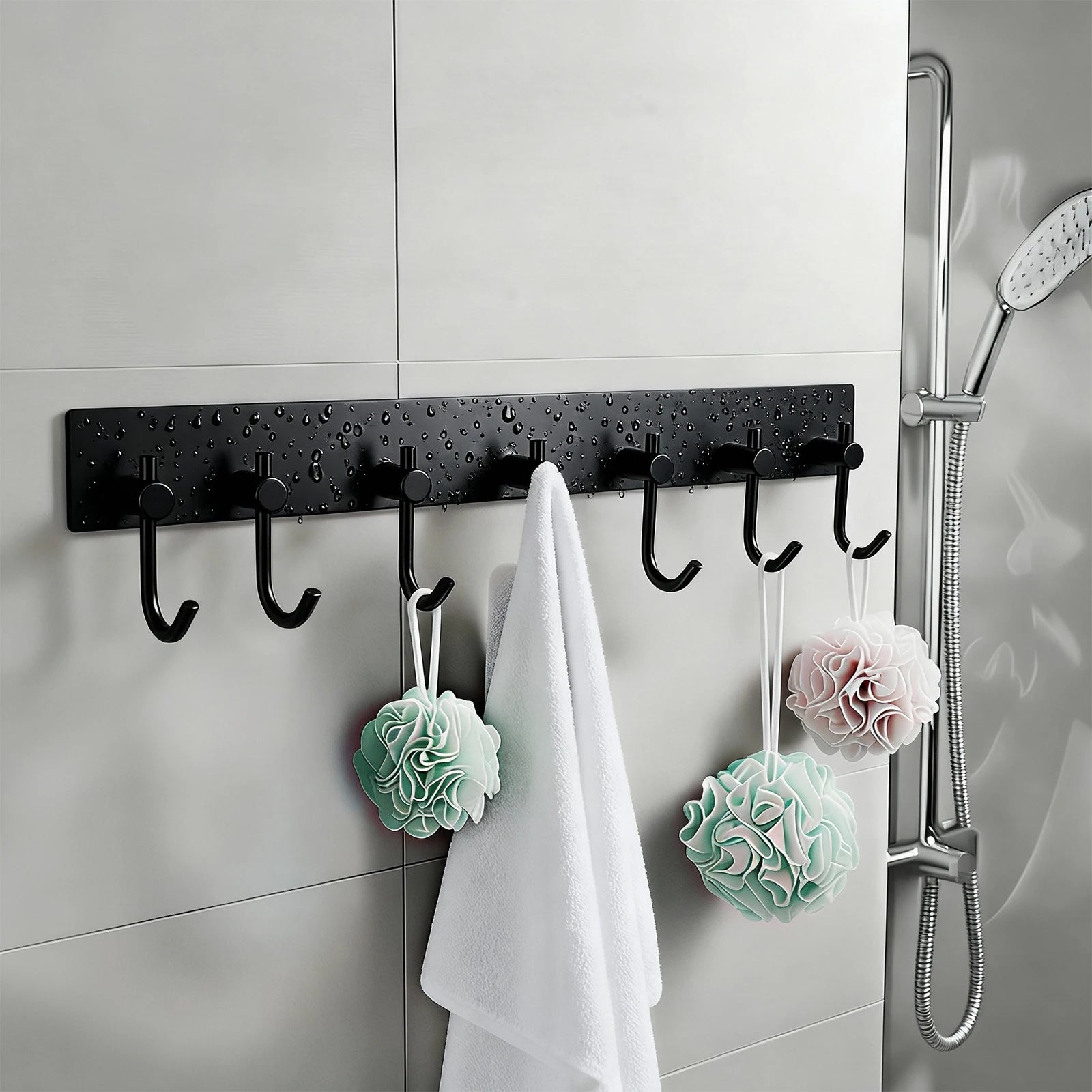 Stainless Steel Wall Hook Bar — 2 Pack Adhesive or Screw Mount Rack