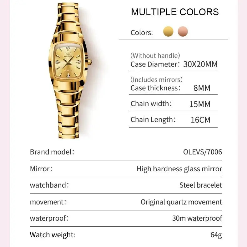 OLEVS 7006 Tungsten Steel Women's Watch — Elegant Luxury Quartz Set