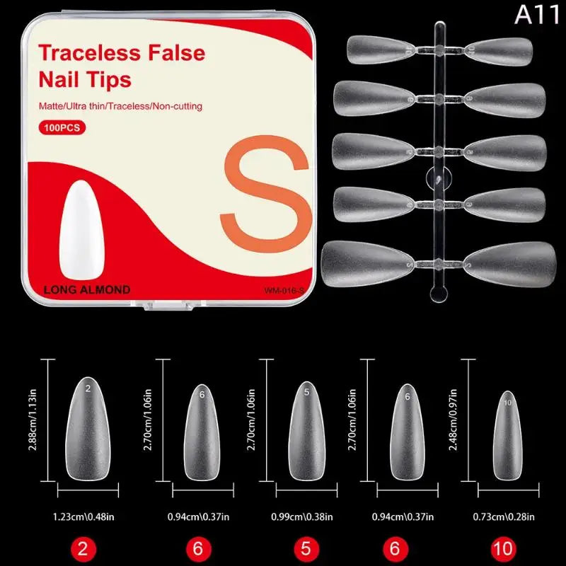100PCS Clear False Nail Tips — Full Cover Press-On Extensions