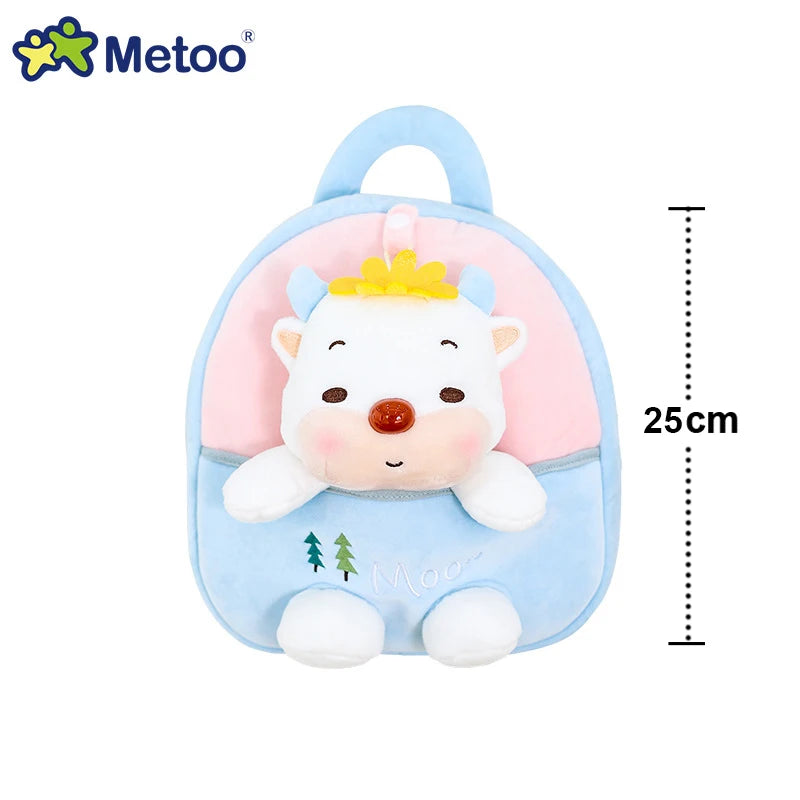 Metoo Plush Animal Backpack — Soft Toddler Bag with Detachable Doll