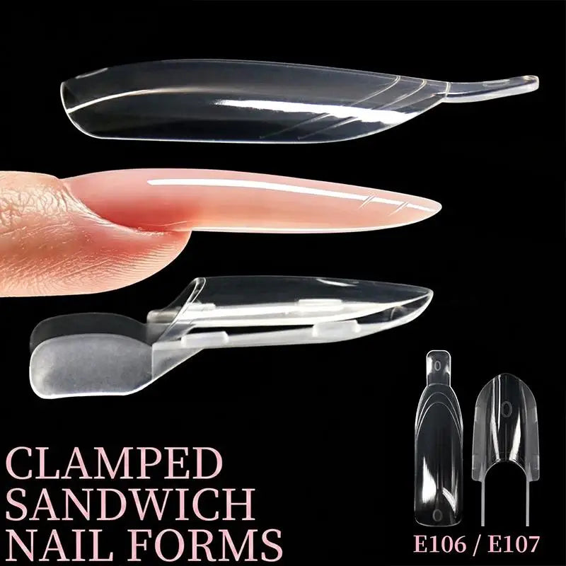 Shmacax Dual Nail Forms — Transparent Rocket Shape Extension Molds, 60 Pieces