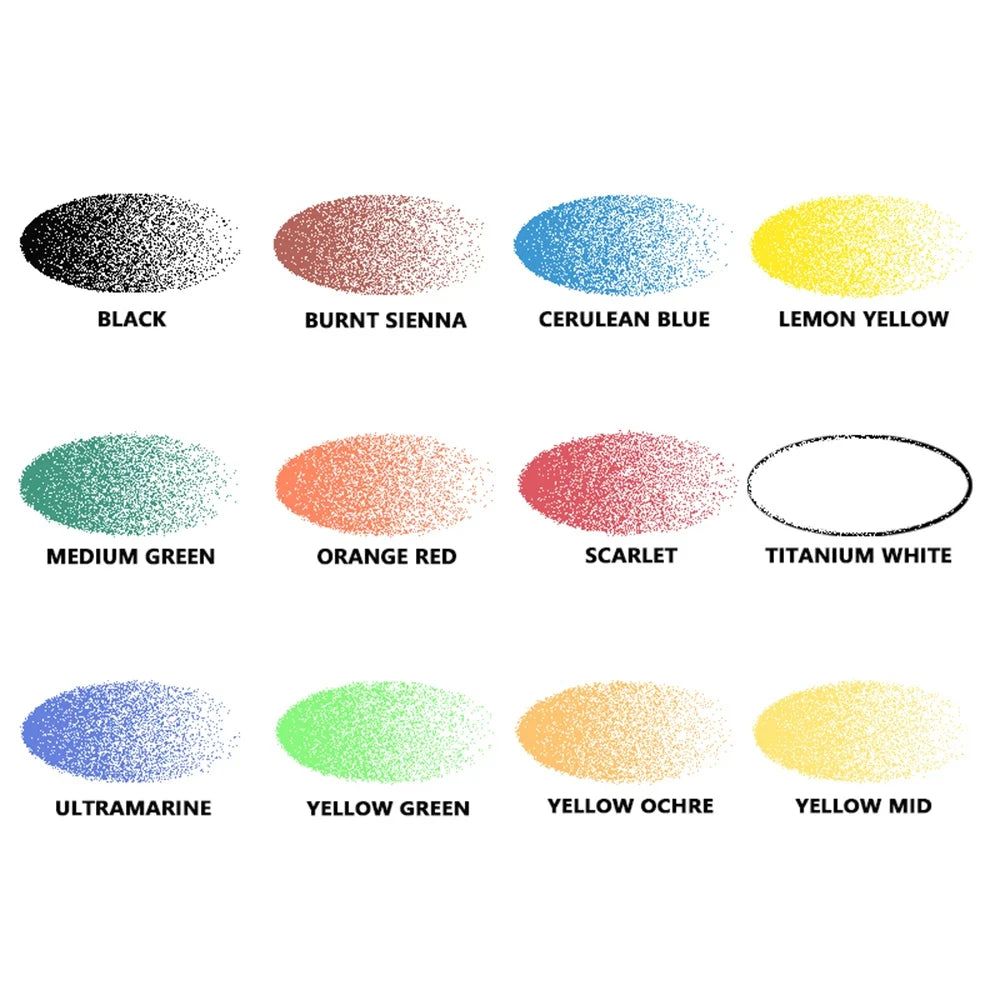Acrylic Paint Set of 12 Colors — Water-Based Airbrush Paint for Models & Crafts