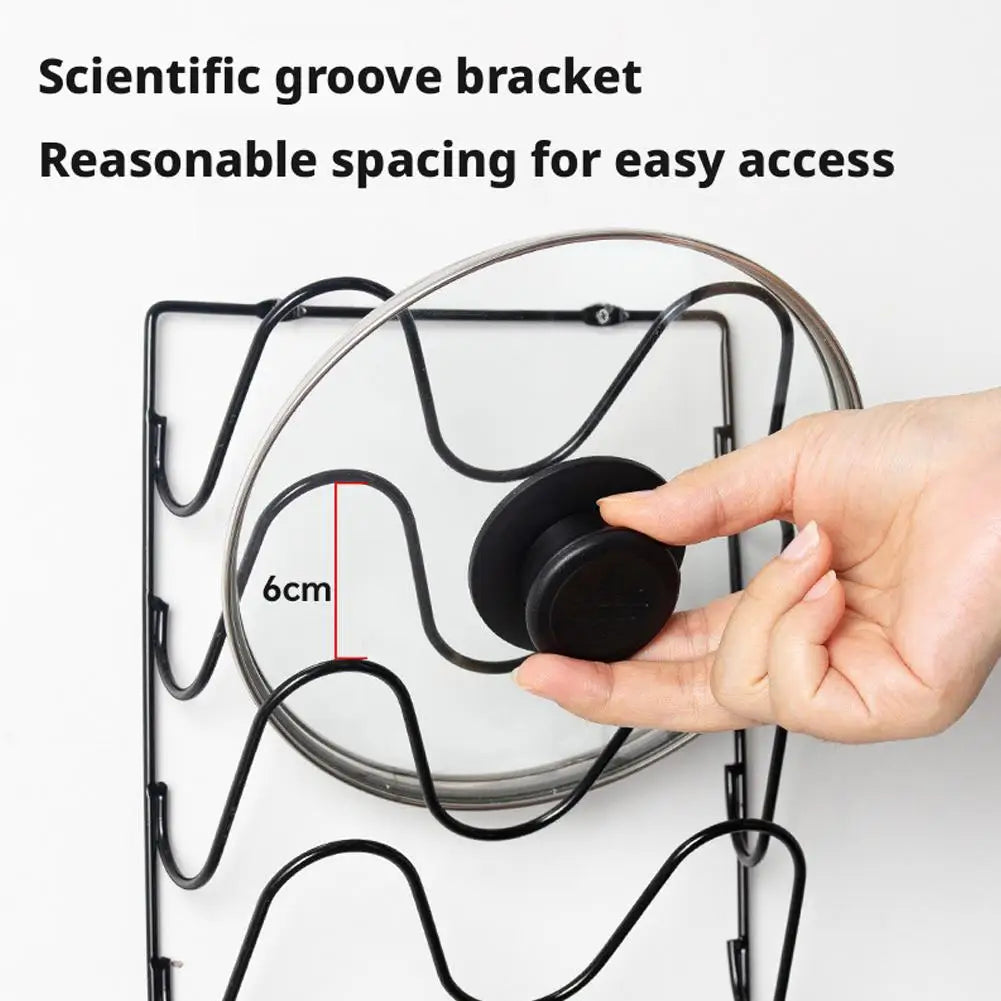 5-Tier Wall Mounted Pot Lid Rack — Space Saving Kitchen Organizer