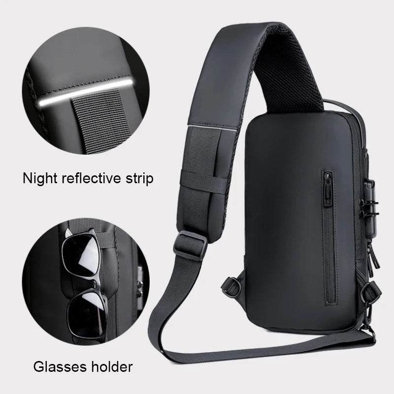 Multi-functional Sling Bag — Waterproof Crossbody Chest Pack with USB Port