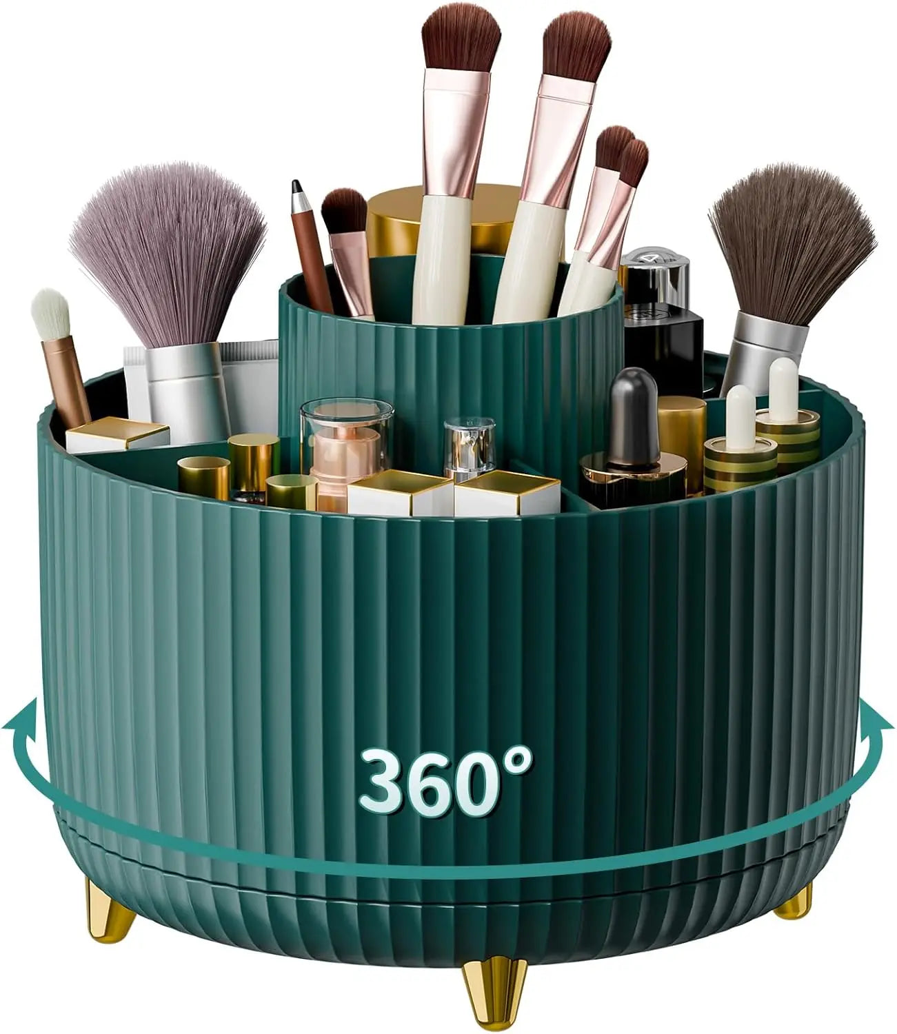 RONSLORE 360° Rotating Makeup Brush Holder — 5-Slot Desktop Organizer